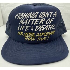 Vintage Trucker Hat Fishing Snapback Matter of Life &‎ Death Mesh Funny Humor